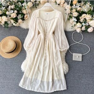 Vintage midi square neck dress